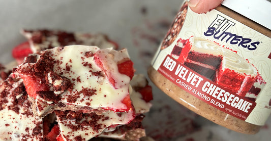 Red Velvet Cheesecake FIt Butters Strawberry Bark