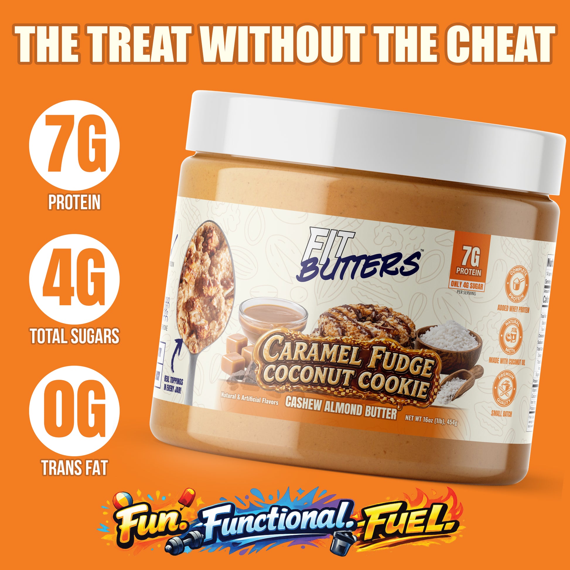 Caramel Fudge Coconut Cookie Cashew Almond Butter