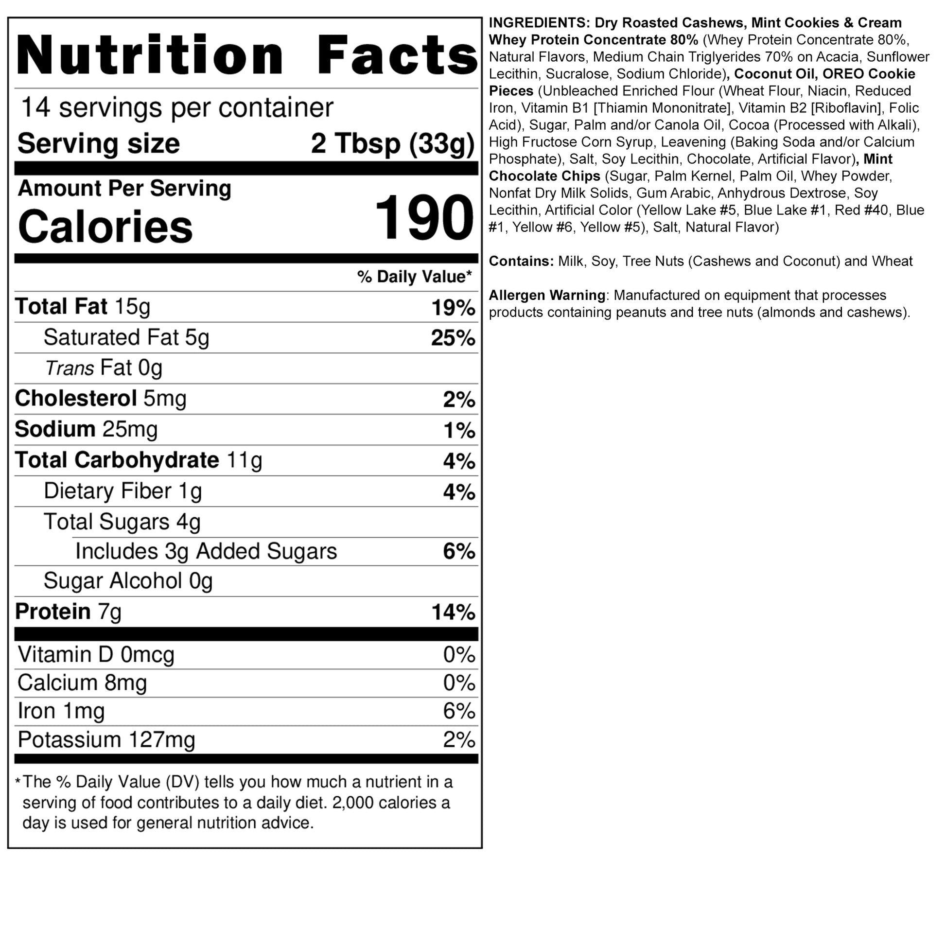 Mint Cookies and Cream Cashew Butter