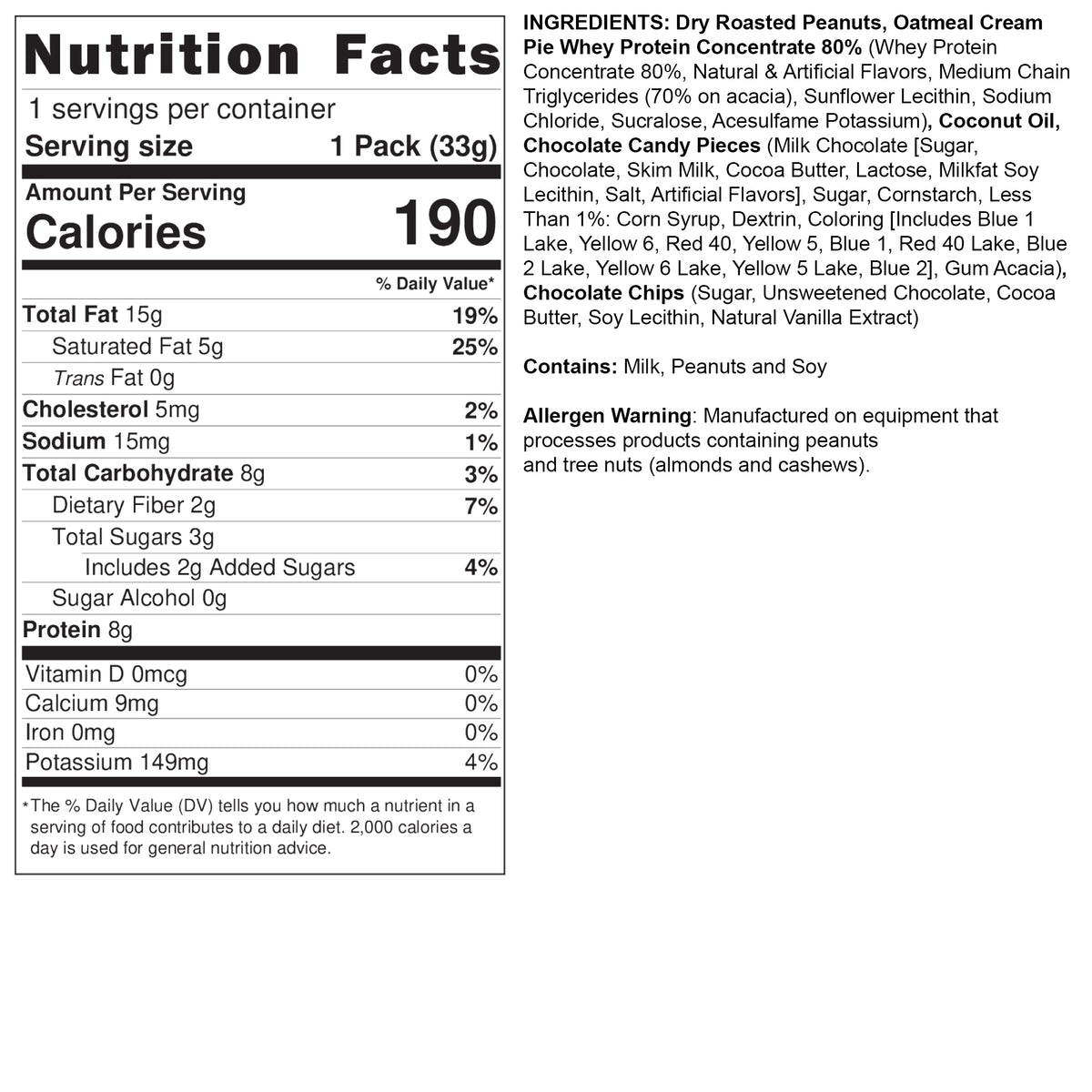 Monster Cookie Peanut Butter Single Serve Packs