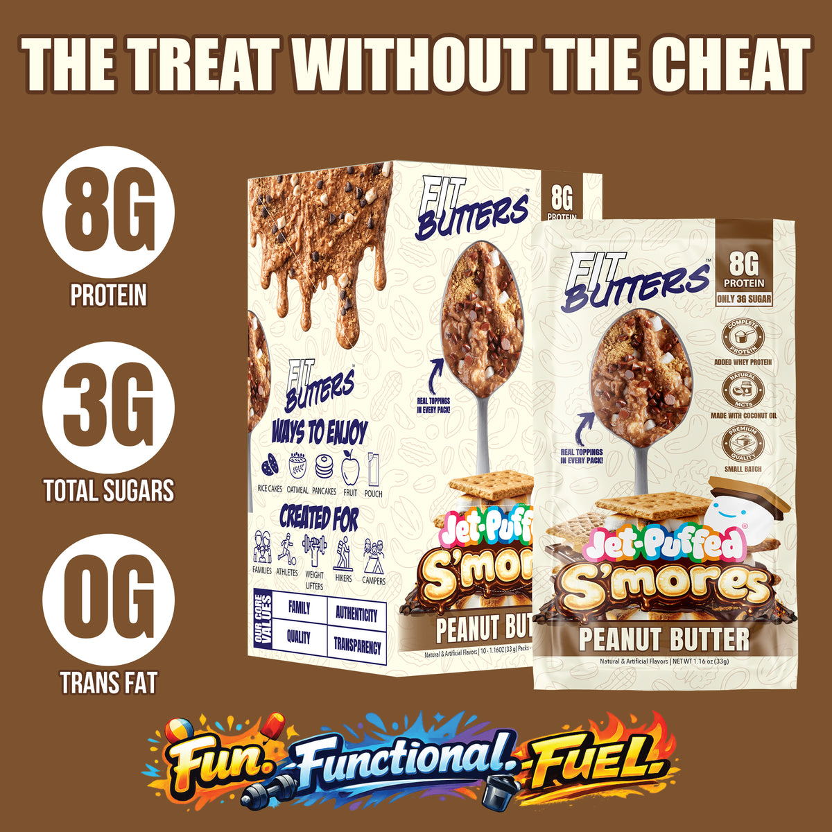 JET-PUFFED S'mores Peanut Butter Single Serve 10-Pack