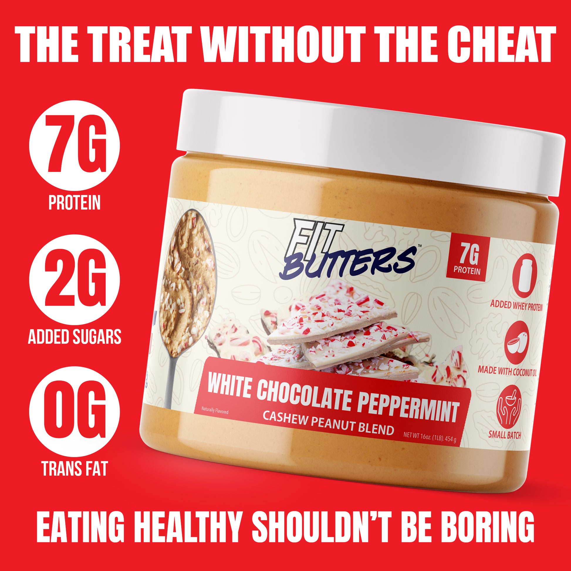 White Chocolate Peppermint Cashew Peanut Butter